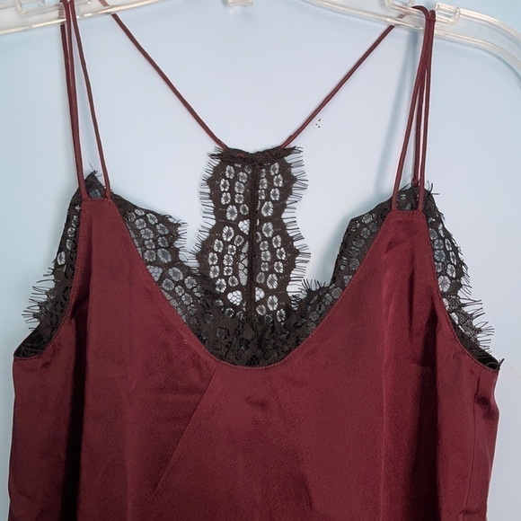 𝅺new Armani Exchange Burgundy Silk Lace Cami Top US XS - Picture 2 of 7